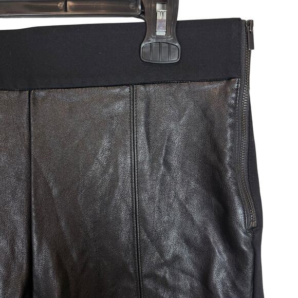 Ann Taylor Leggings Womens 6 Black Stretch Faux Leather Front Panel Side Zip - Picture 5 of 14